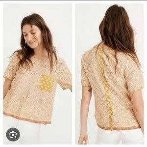 Madewell Floral Print Top in Cream and Yellow